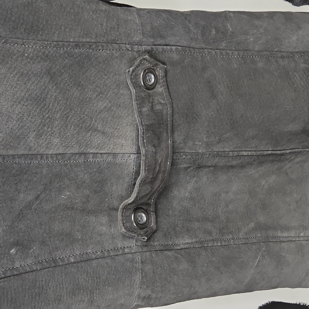 B.B. Dakota Prêt-à-Porter Black Leather Faux Fur Trim Coat - Picture 10 of 12